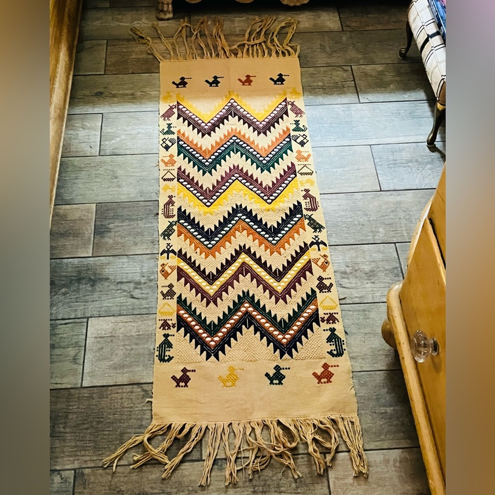 Vintage Hand Embroidered Ethnic Textile Table Runner